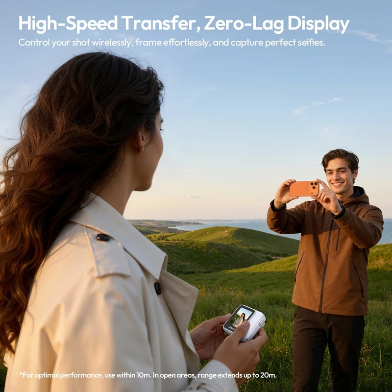 VM02 Wireless Magnetic Selfie Monitor Screen for Iphone 17 16 15 for Android Smartphone Travel Livestreaming Vlog Shots