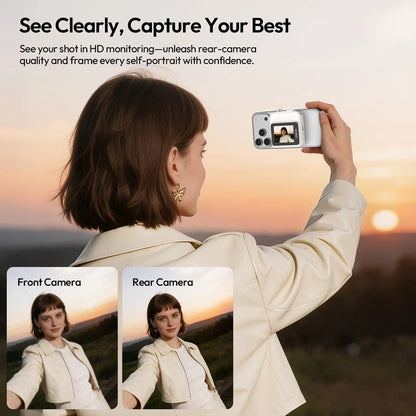 VM02 Wireless Magnetic Selfie Monitor Screen for Iphone 17 16 15 for Android Smartphone Travel Livestreaming Vlog Shots