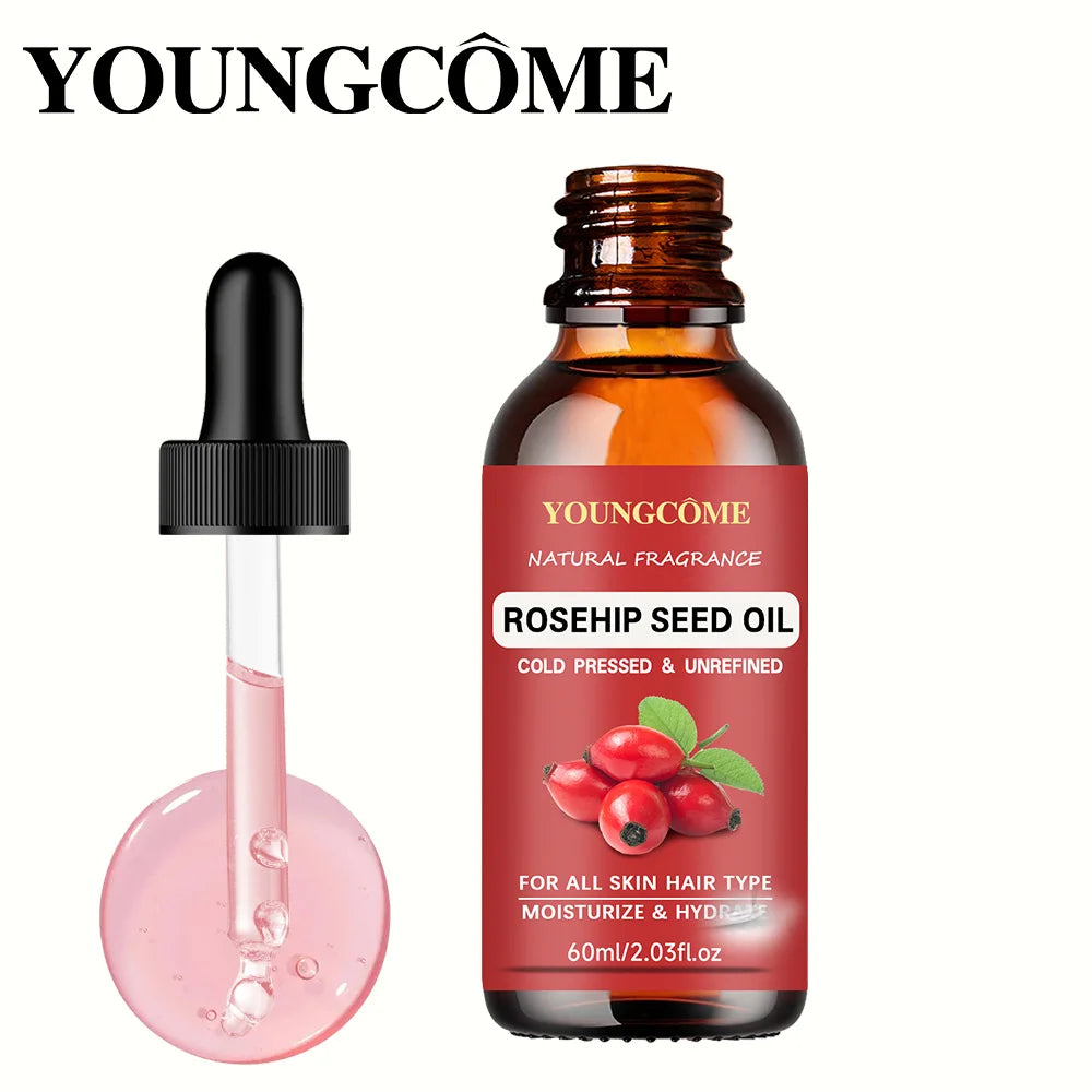 Cosmetics Rosehip Oil for Face & Softer Glowing Skin, Rosehip Seed Face Oil for Facial & Gua Sha Massage&Hair Care